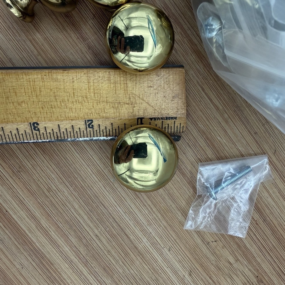 Lot of 15 Drawer Pulls Knobs Solid Brass Handle  1.25 in. - Picture 4 of 7